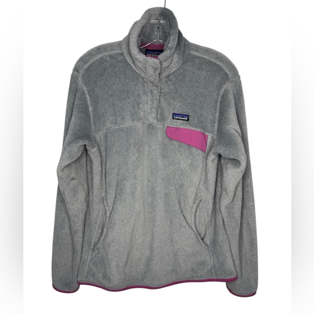 Patagonia Women's Re-Tool Snap-T Pullover Style# 25442 Fleece Grey Pink Large